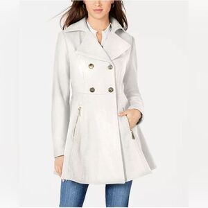 Laundry by Shelli Segal Ivory Wool Fit & Flare Double-Breasted Coat XS